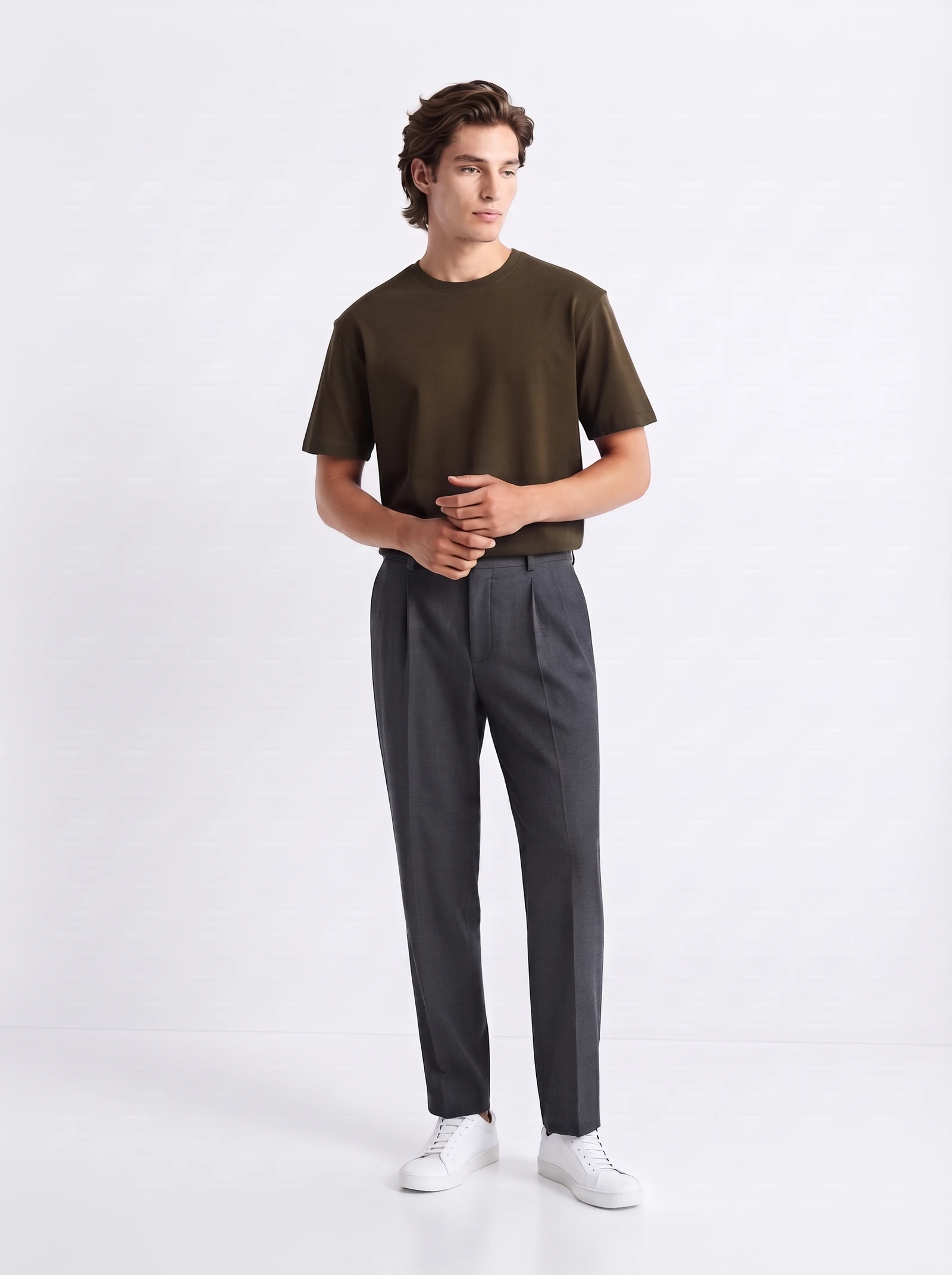 Earthy Khaki Loose Fit T-Shirt for Men | Minimalist Essentials | Bellbring