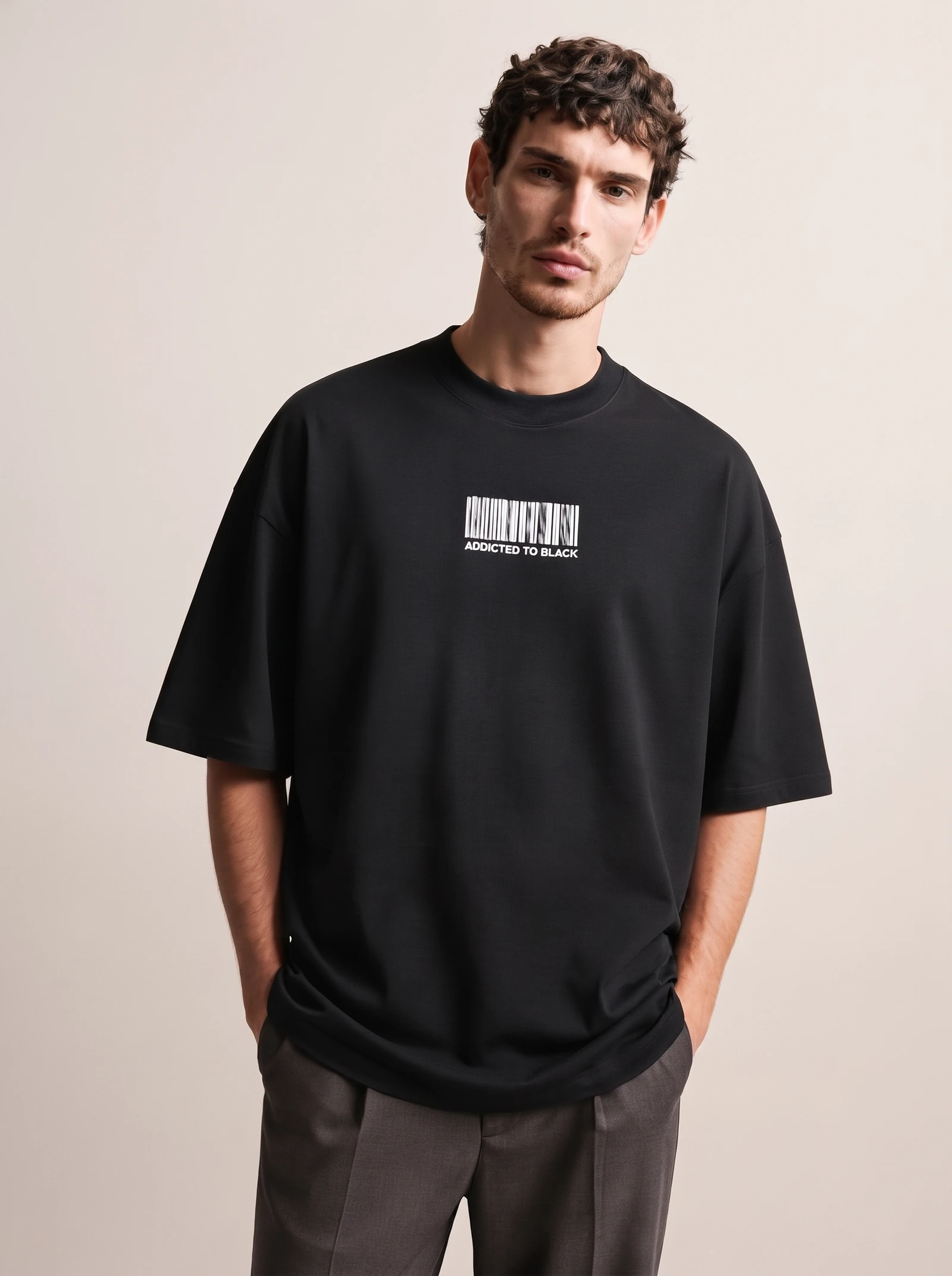 Bellbring "Addicted to Black" Barcode Mockneck T-Shirt view 3