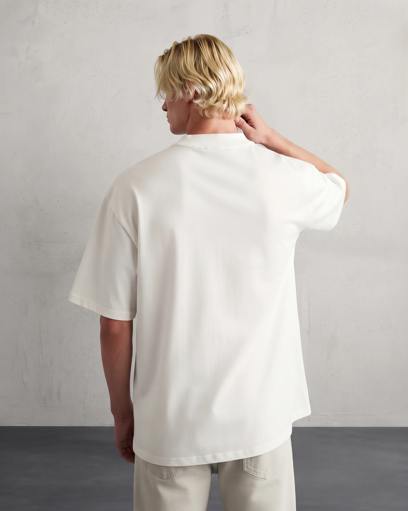 Bellbring Minimalist "DREAMER" White Oversized Heavyweight T-Shirt for Men view 3
