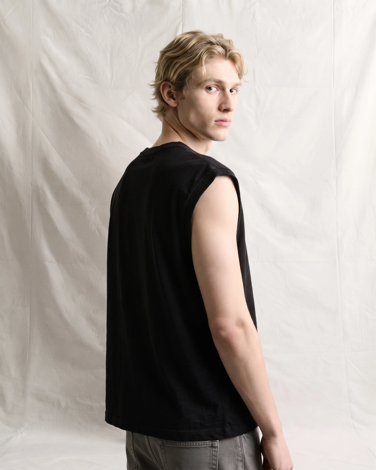 Men's Black Printed Cotton Sleeveless Sando | Casual Gym & Streetwear Tank Top view 3