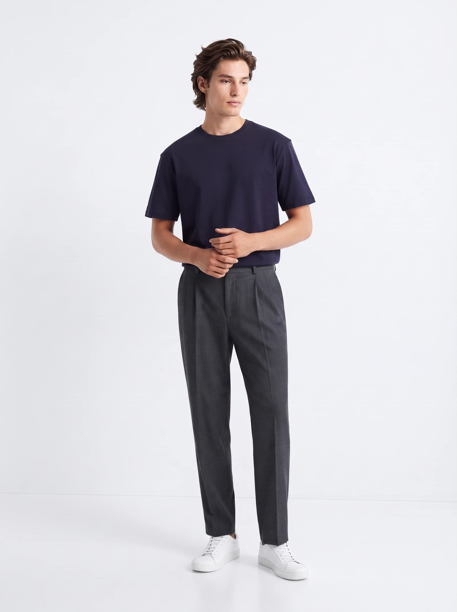 Bellbring Essential Loose Fit Cotton Crew Neck T-Shirt - Navy Blue