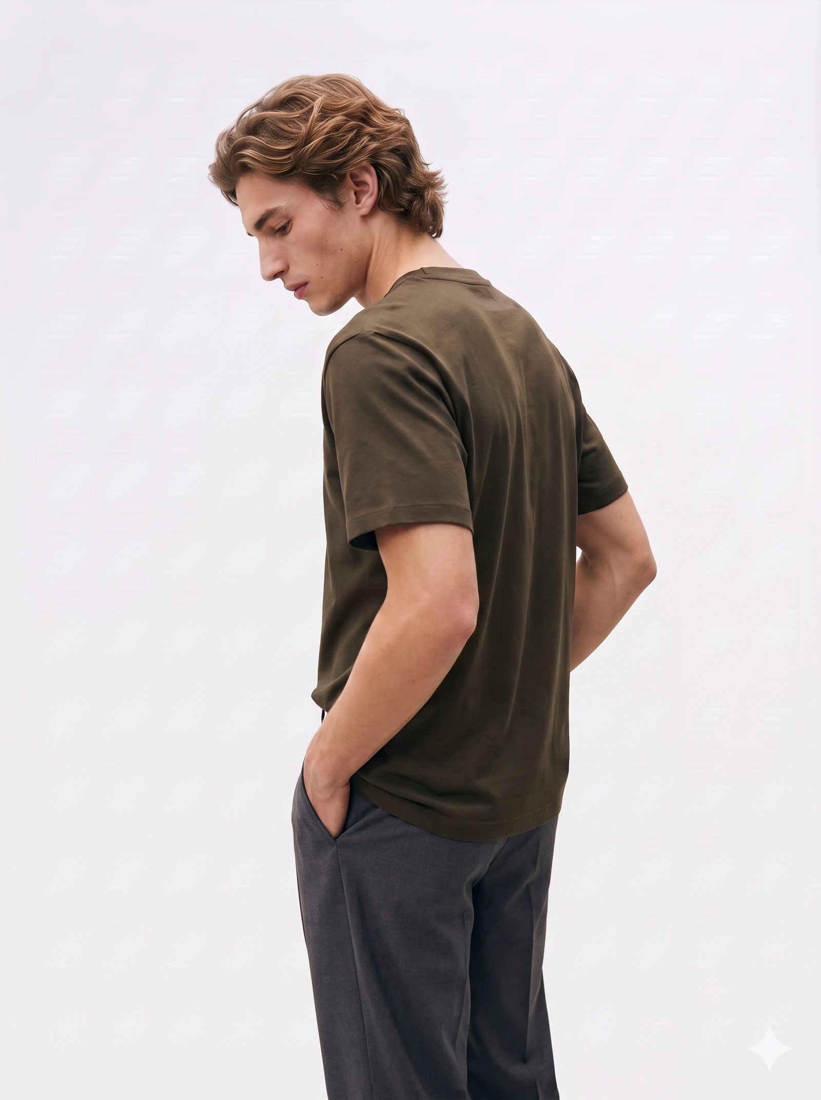 Earthy Khaki Loose Fit T-Shirt for Men | Minimalist Essentials | Bellbring view 3