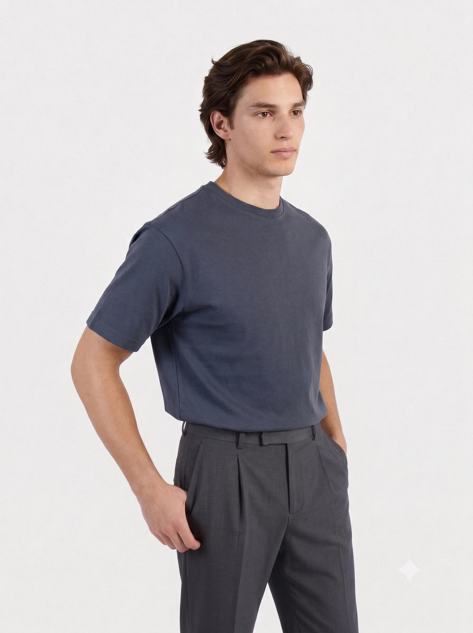 Bellbring Men's Premium Loose Fit T-Shirt - Steel Blue | Minimalist Relaxed Tee view 3