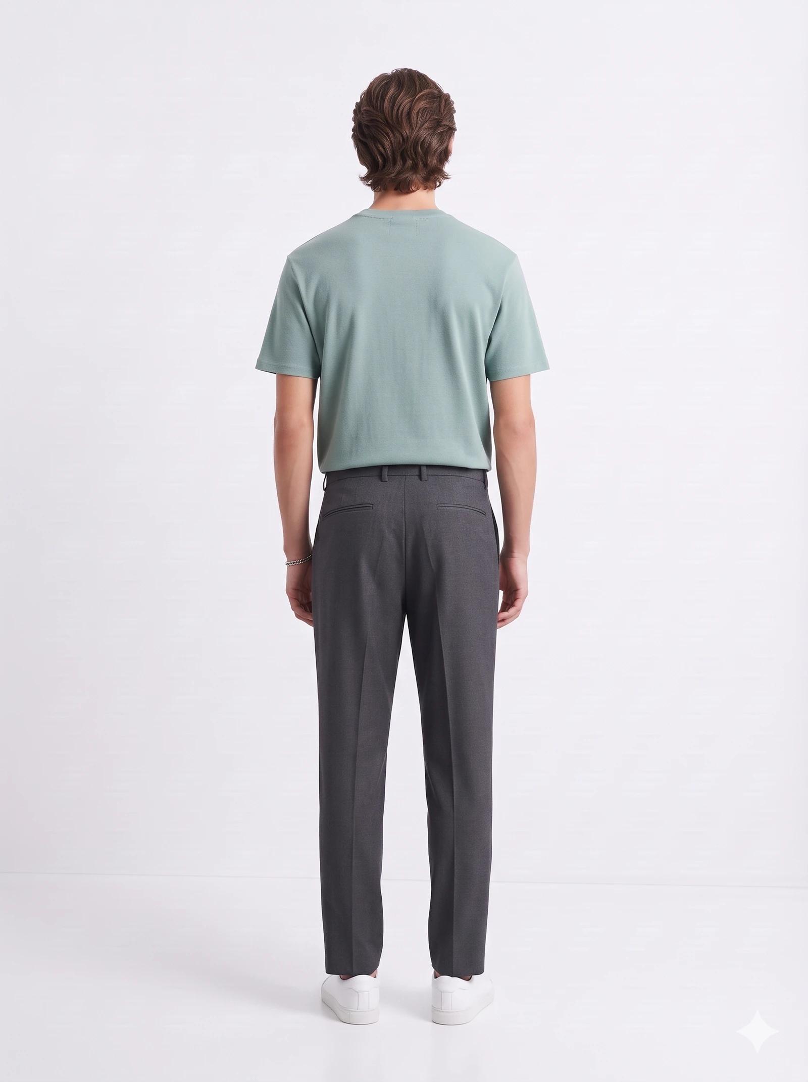 Bellbring Men's Sage Green Relaxed Fit Crew Neck T-Shirt view 3