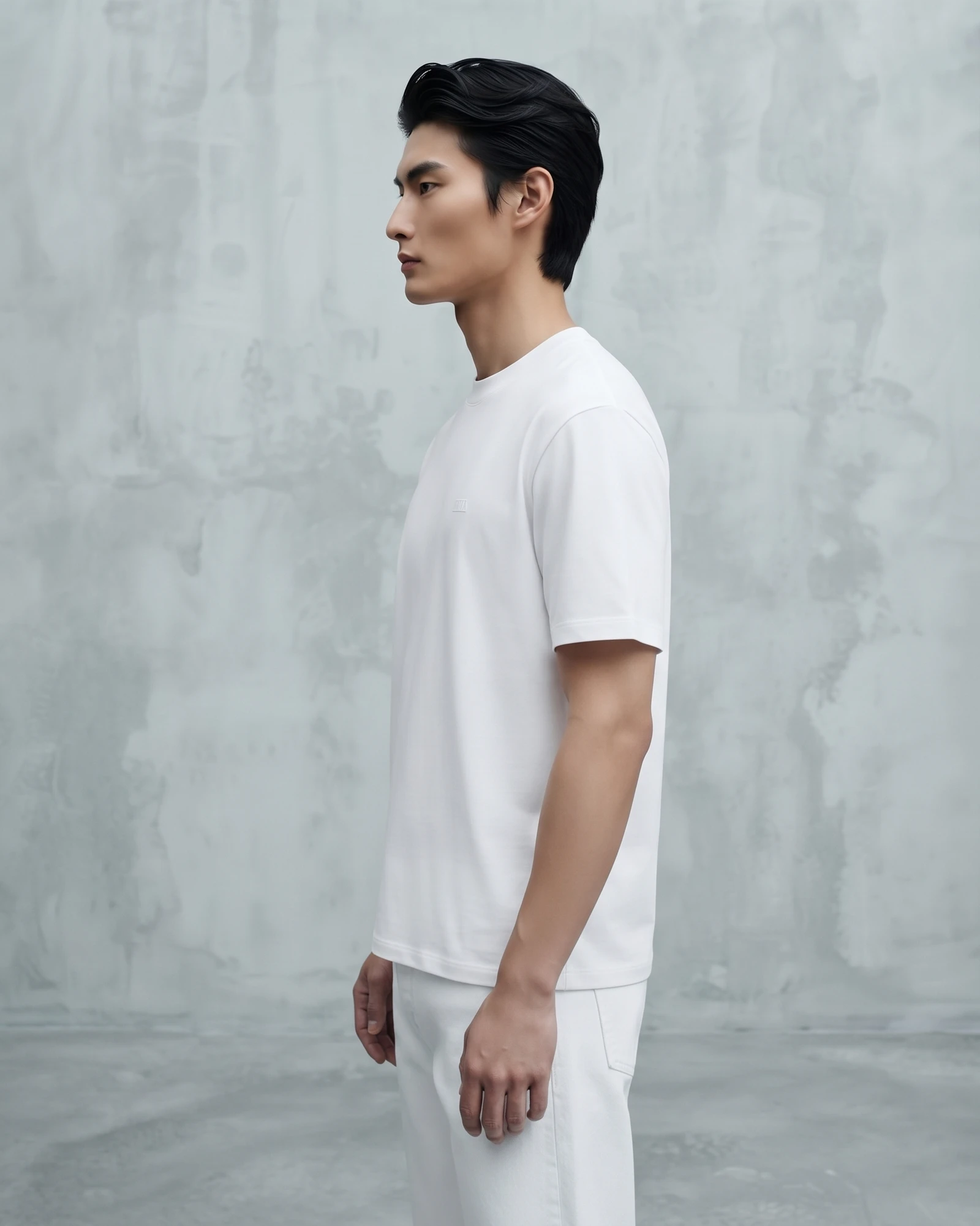 Bellbring Men's White Minimalist Graphic Print Oversized T-Shirt (Classic Car Aesthetic) view 3