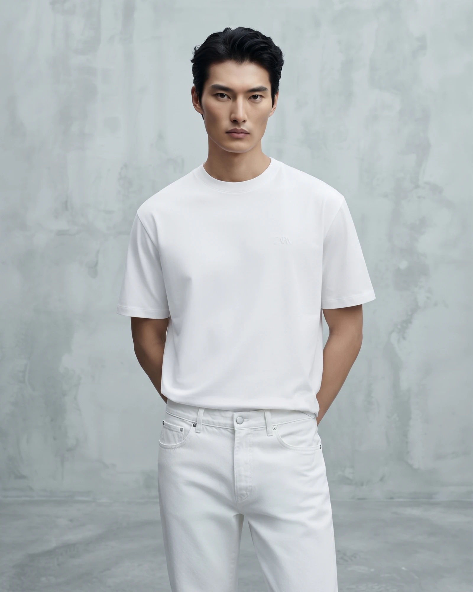 Bellbring Men's White Minimalist Graphic Print Oversized T-Shirt (Classic Car Aesthetic)