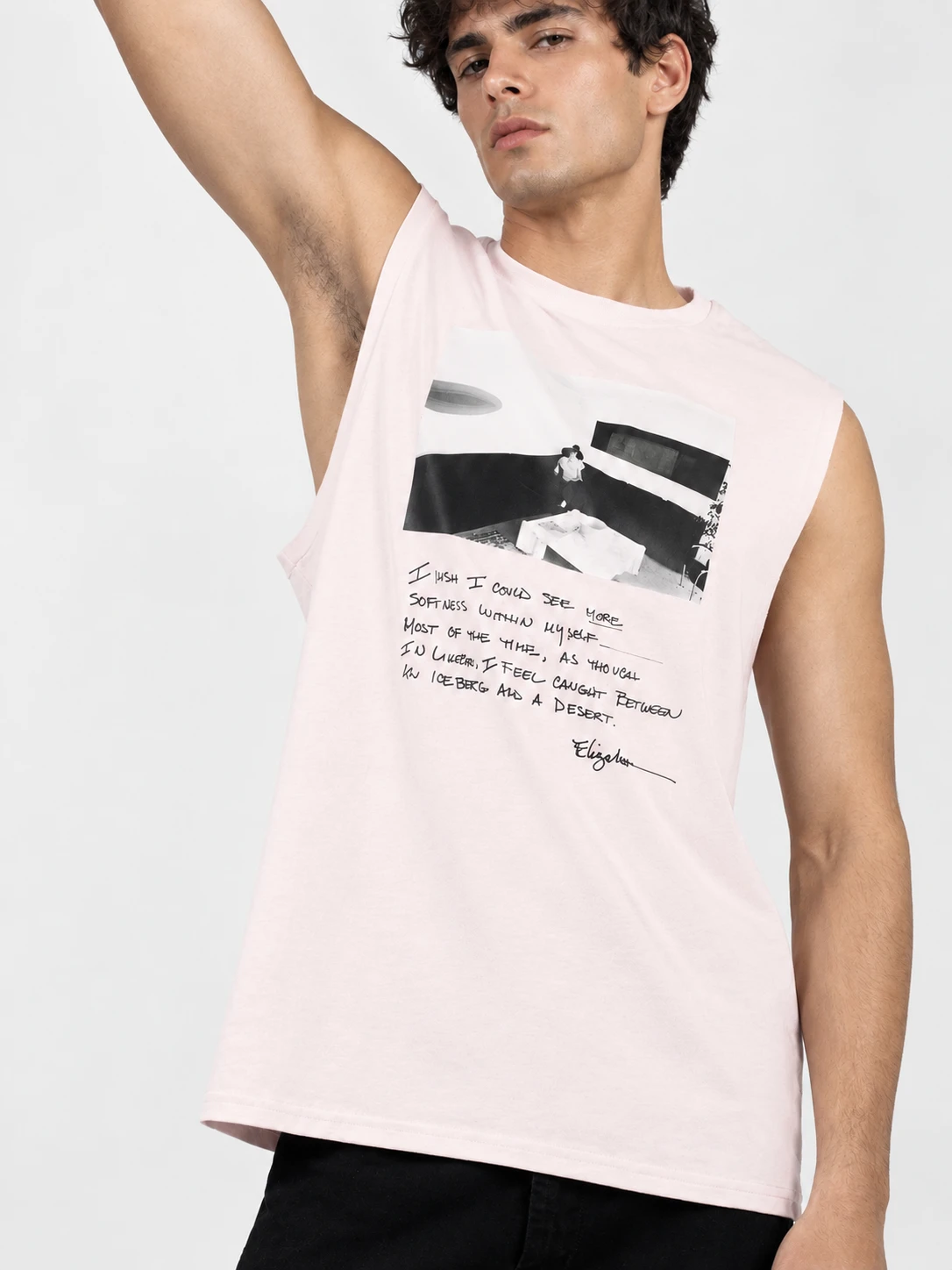 PINK Graphic Oversized Sando for Men