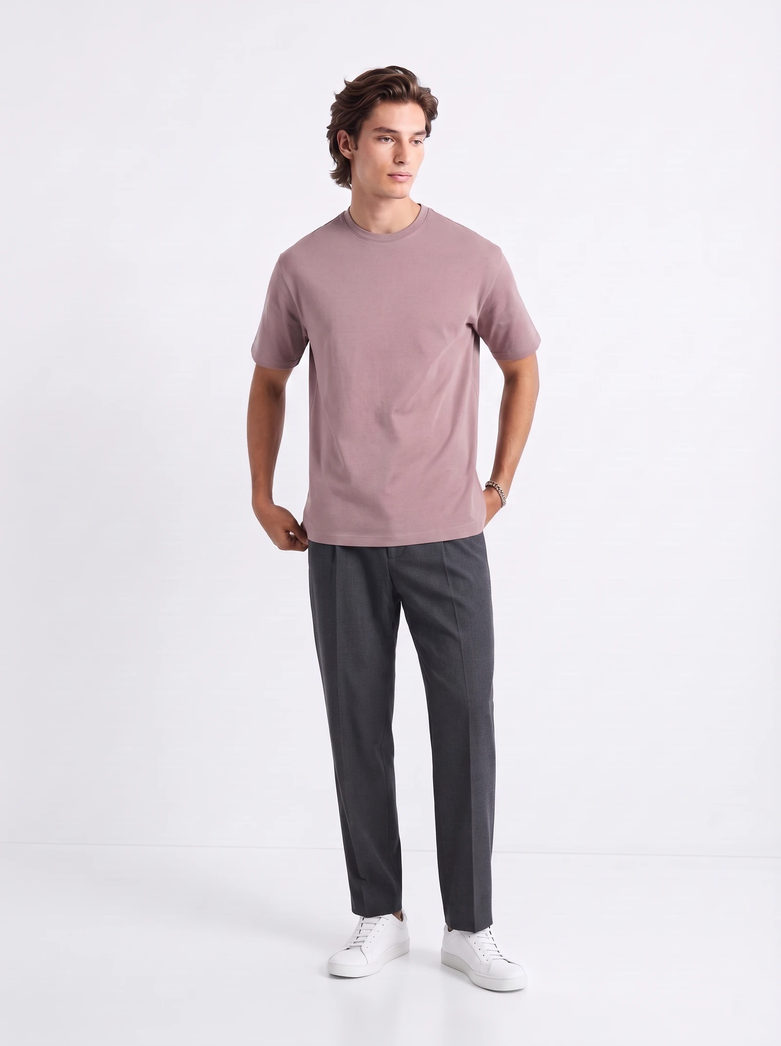 Bellbring Men's Premium Loose Fit T-Shirt - Dusty Rose | Minimalist Relaxed Tee view 3